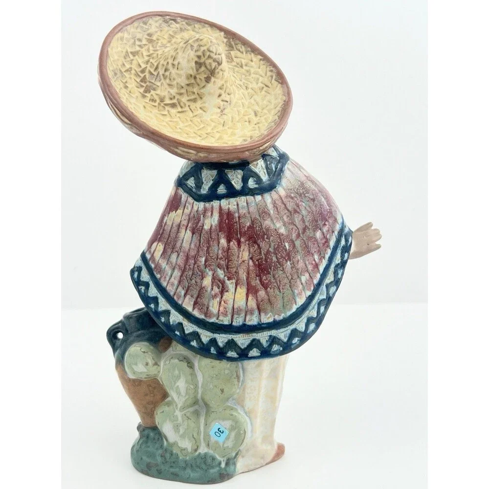Lladro Gres Pedro 2141 Mexican Boy w Jug Sombrero Retired Spain